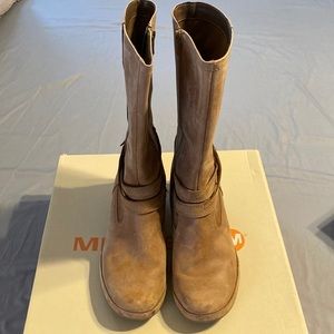 Merrill Luxe Whip leather mid calf boots, Brindle